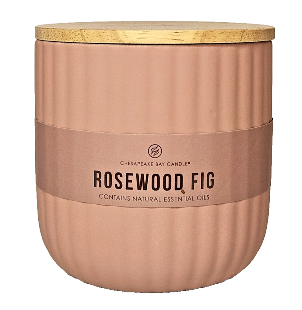 Chesapeake Bay Jar Scented Candles Rosewood Fig 10oz Wood Top NEW